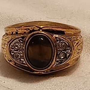 Antique SETA Yellow gold plated Men’s Oval Shaped Tigers Eye Crystal, pre-owned